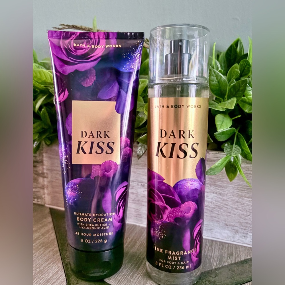 BBW Dark Kiss Body Mist Spray & Cream Bath & Body Works Vanilla Rose Raspberry